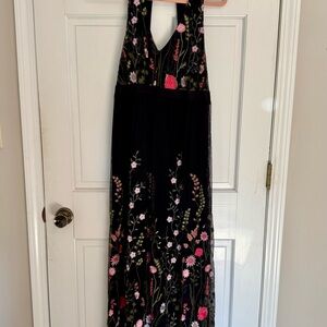 INC International Concepts Black and Pink Embroidered Dress